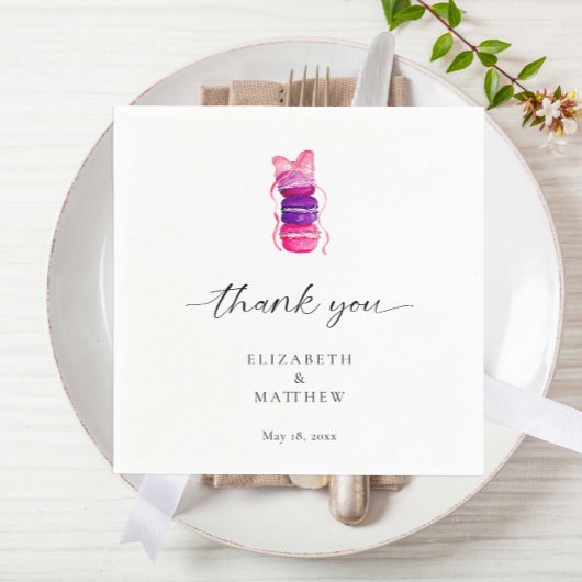 ピンクの蝶結び コケティ エレガント マカロン ウェディング スタンダードカクテルナプキン