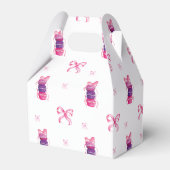 ピンクの蝶結び コケティ エレガント マカロン ウェディング フェイバーボックス (裏面サイド)