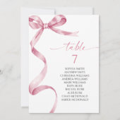 ピンクの蝶結び テーブルナンバー 席次表 (裏面)