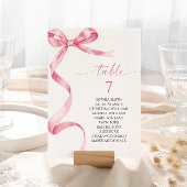 ピンクの蝶結び テーブルナンバー 席次表