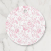 ピンクの蝶結び フローラル シノワズリー ベビーシャワー フェイバータグ (裏面)