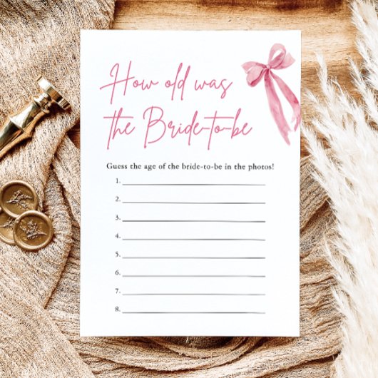 ピンクの蝶結び ブライダルシャワーのゲーム いくつだった？ 招待状