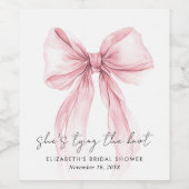 ピンクの蝶結び ブライダルシャワーのラベル ワインラベル (シングルラベル)