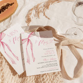 ピンクの蝶結び ブライダルシャワーの招待状 | ボヘミアンのリボン ブライダル 招待状