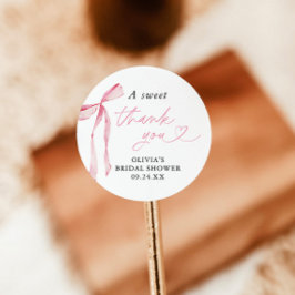 ピンクの蝶結び ブライダルシャワーフェイバーステッカー, デザートステッカー ラウンドシール
