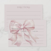 ピンクの蝶結び ブライダルシャワーレシピ エンクロージャーカード (正面/裏面)