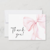ピンクの蝶結び ブライダルシャワー サンキューカード (正面)