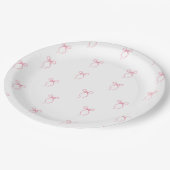 ピンクの蝶結び ブライダルシャワー ペーパープレート (アングル)