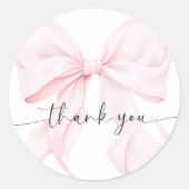 ピンクの蝶結び ブライダルシャワー ラウンドシール (正面)