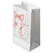 ピンクの蝶結び ベビーシャワー招待状, ピンクの可愛らしいデザイン スモールペーパーバッグ (正面アングル)