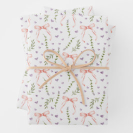 ピンクの蝶結び ラッピングペーパーシート