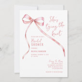 ピンクの蝶結び 彼女が結婚する ブライダルシャワーパーティー 招待状 (正面)