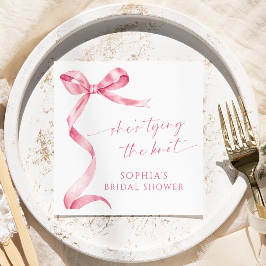 ピンクの蝶結び 彼女が結婚する ブライダルシャワー スタンダードカクテルナプキン