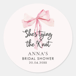 ピンクの蝶結び 彼女が結婚する ブライダルシャワー ラウンドシール