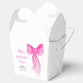 ピンクの蝶結び 彼女の結婚式の前祝い フェイバーボックス (オープン)