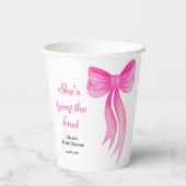 ピンクの蝶結び 彼女の結婚式の前祝い 紙コップ (裏面)