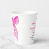 ピンクの蝶結び 彼女の結婚式の前祝い 紙コップ (左)