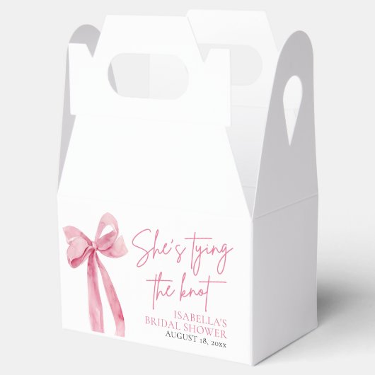 ピンクの蝶結び 彼女の結婚式 ブライズシャワー フェイバーボックス (オープン)
