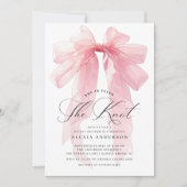ピンクの蝶結び 彼女の結婚式 ブライズシャワー 招待状 (正面)