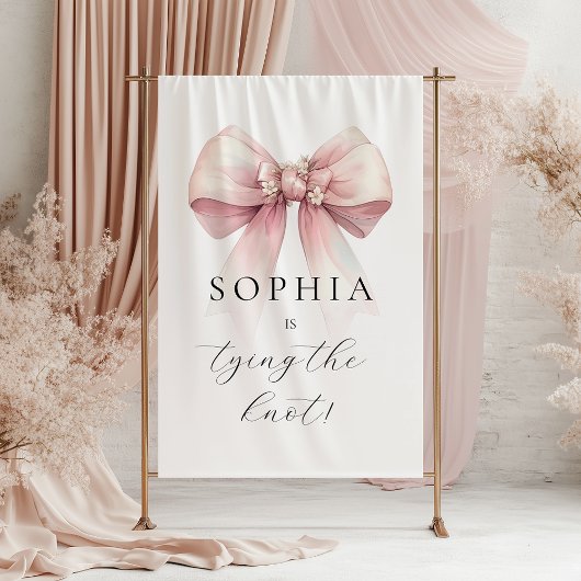 ピンクの蝶結び 彼女の結婚式 ブライダルシャワー タペストリー