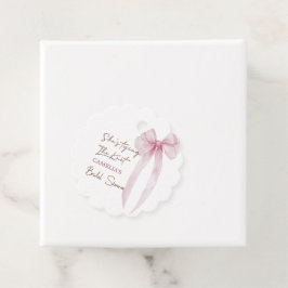 ピンクの蝶結び 彼女の結婚式 結婚前お披露目パーティー フェイバータグ