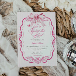ピンクの蝶結び 彼女の結婚準備 パーティー 招待状