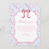 ピンクの蝶結び 彼女は結婚する ブライダルシャワー サンキューカード (正面/裏面)