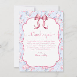 ピンクの蝶結び 彼女は結婚する ブライダルシャワー サンキューカード