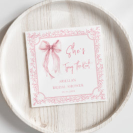 ピンクの蝶結び 彼女は結婚する ブライダルシャワー スタンダードカクテルナプキン