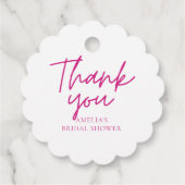 ピンクの蝶結び 彼女は結婚する ブライダルシャワー フェイバータグ (裏面)