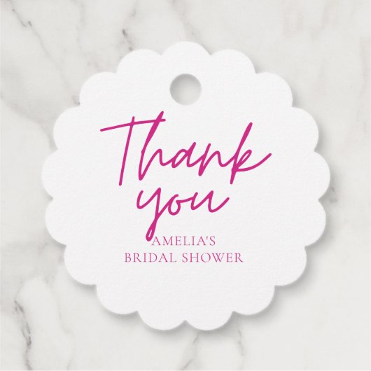 ピンクの蝶結び 彼女は結婚する ブライダルシャワー フェイバータグ (裏面)