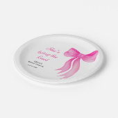 ピンクの蝶結び 彼女は結婚する ブライダルシャワー ペーパープレート (アングル)