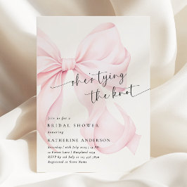 ピンクの蝶結び 彼女は結婚する ブライダルシャワー 招待状