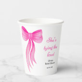 ピンクの蝶結び 彼女は結婚する ブライダルシャワー 紙コップ (正面)