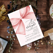 ピンクの蝶結び 現代 エレガント ベビーシャワー 招待状