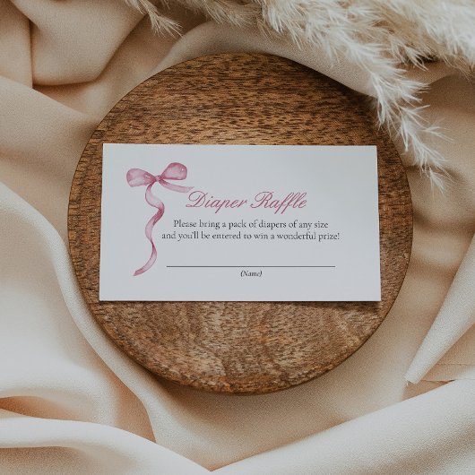 ピンクの蝶結び 赤ちゃんおむつ依頼 封入カード エンクロージャーカード