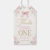 ピンクの蝶結び 1歳の女の子のギフトタグ ギフトタグ (正面)