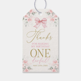 ピンクの蝶結び 1歳の女の子のギフトタグ ギフトタグ