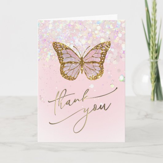 ピンクの蝶　ありがとう サンキューカード (正面)