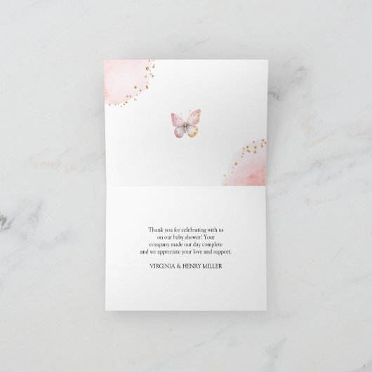 ピンクの蝶 サンキューカード (内部)