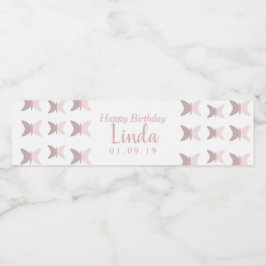 ピンクの蝶 シンプル ハッピー バースデー ペットボトルラベル