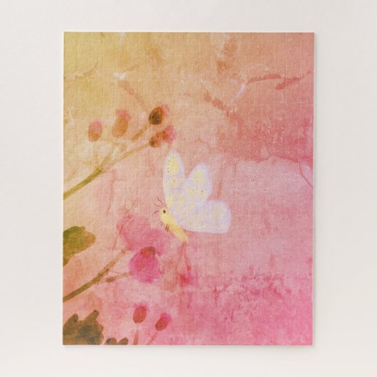 ピンクの蝶 ジグソーパズル (縦)