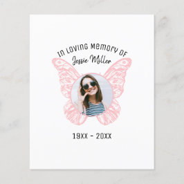 ピンクの蝶 |バジェットフォトメモリアル招待状