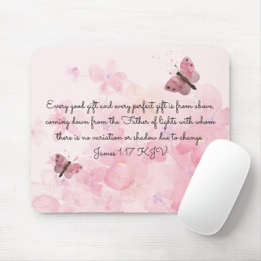 ピンクの蝶 マウスパッド (マウス)