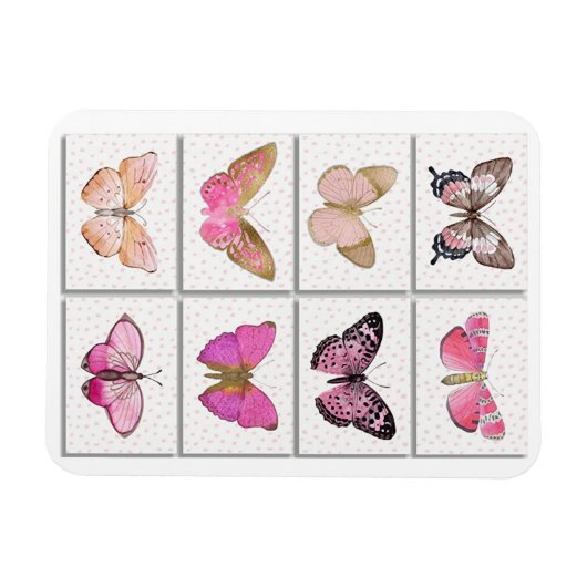 ピンクの蝶 マグネット (横)