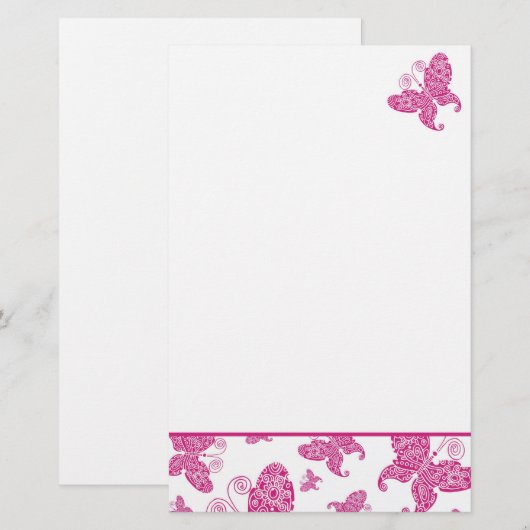 ピンクの蝶 便箋 (正面/裏面)