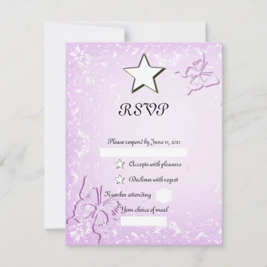 ピンクの蝶 出欠カード (正面)