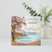 ピンクの蝶 桜のエンゲージメント 招待状 (スタンド正面)