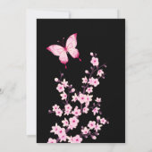 ピンクの蝶 桜 黒 招待状 (裏面)