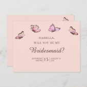 ピンクの蝶。私の花嫁のメイドになってくれないか？ ポストカード (正面/裏面)